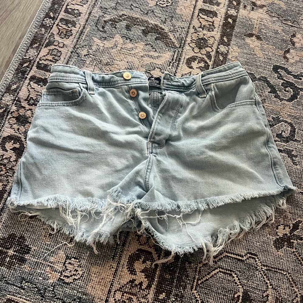 Hollister Light Blue Frayed Jean Shorts